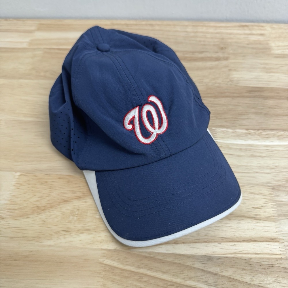 Washington Nationals Nike Golf Running Hat‎ Cap Navy Blue Vented Hook And Loop